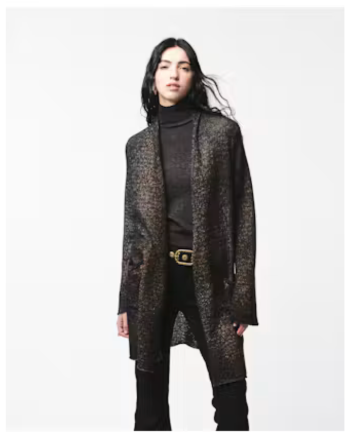 Avant Toi Hand-Painted Leopard Shawled Cardigan in Yak