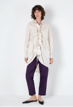 Katharina Hovman Long Ruffle Blouse in White