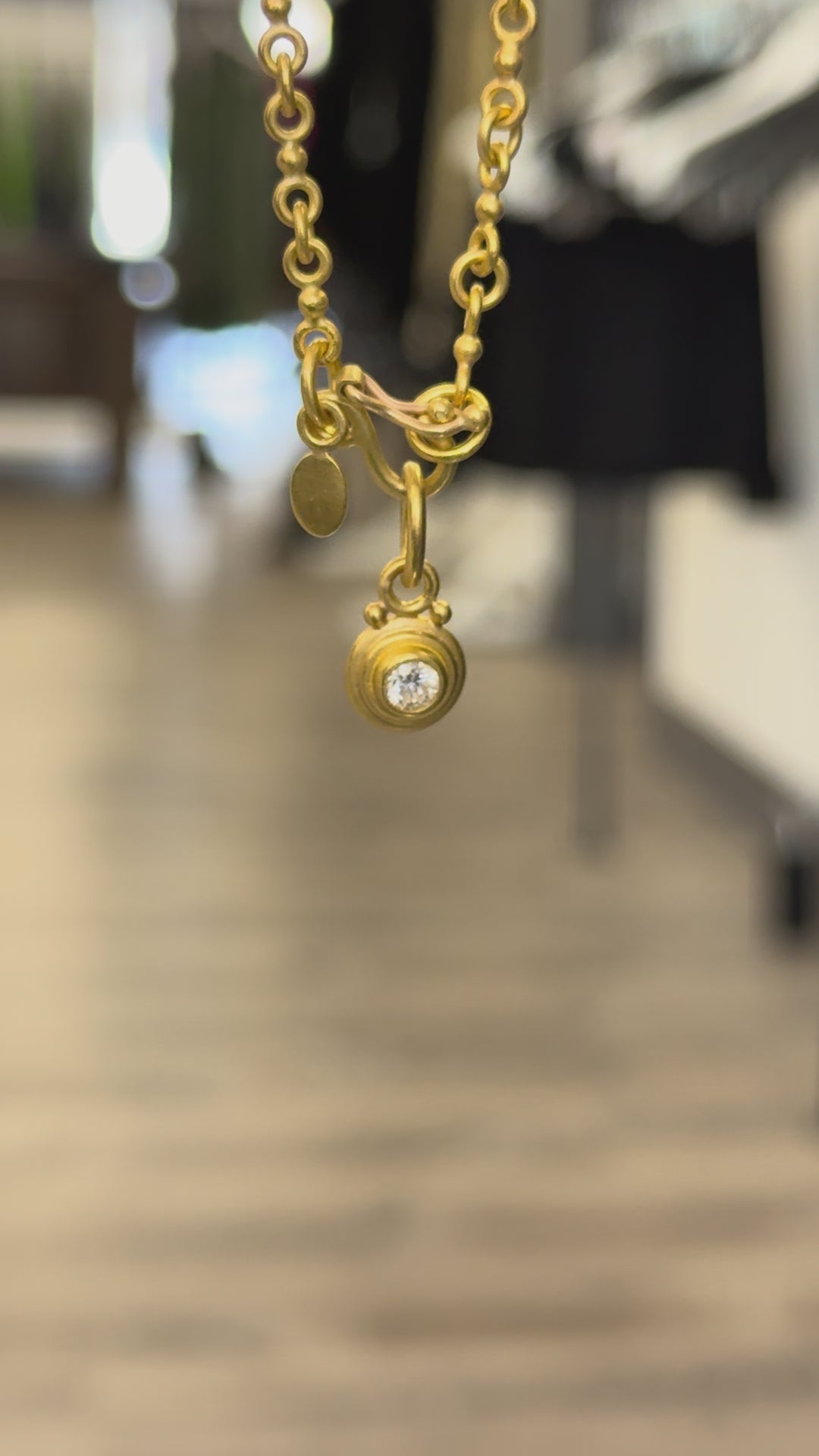 22K Ripple Bezel Brilliant Diamond Pendant