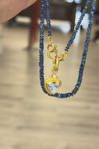 Faceted Blue Saffire Necklace with Blue Moonstone Pendant