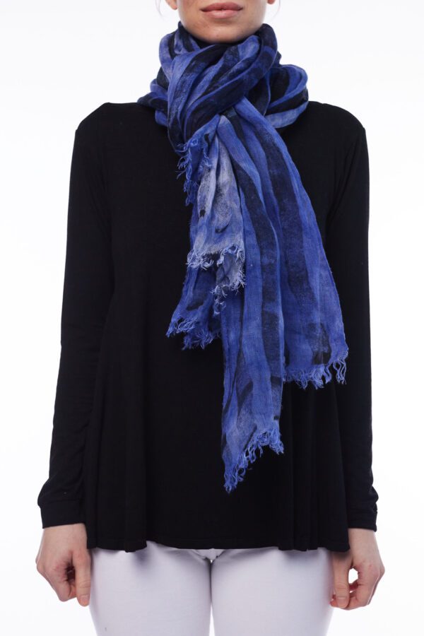 LINEN SCARF - VIOLET BLACK STRIPE - Image 2