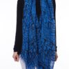 LINEN SCARF - BLUE HORIZON BLACK GEOMETRIC