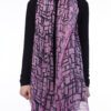 LINEN SCARF - PINK BLACK GEOMETRIC