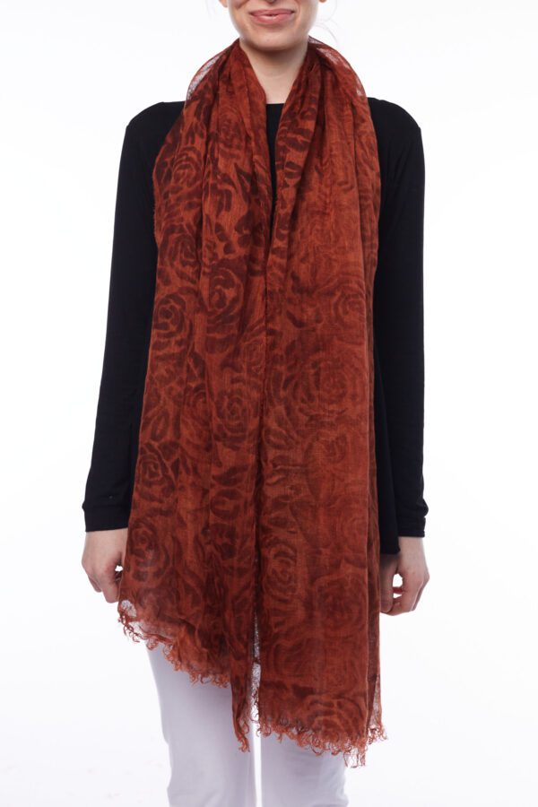 LINEN SCARF - RUST ROSE