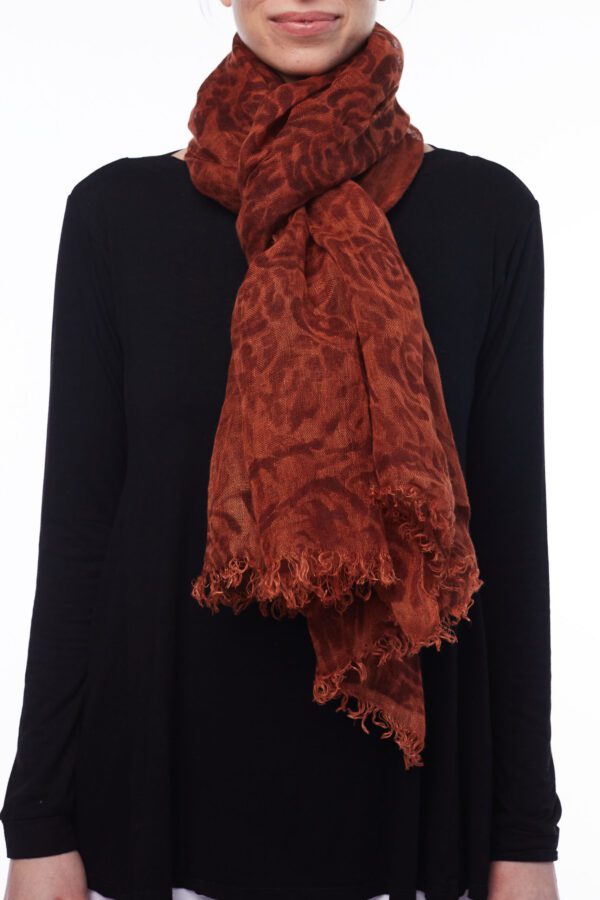 LINEN SCARF - RUST ROSE - Image 2