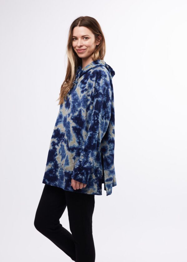 SIDE SLIT HOODIE -NAVY CRINKLE - Image 2