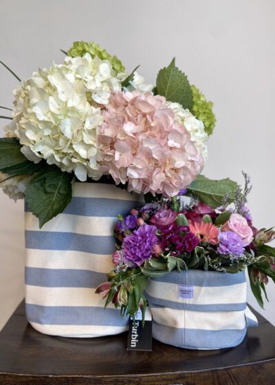 A Blue and White Stripes Cloth Vase