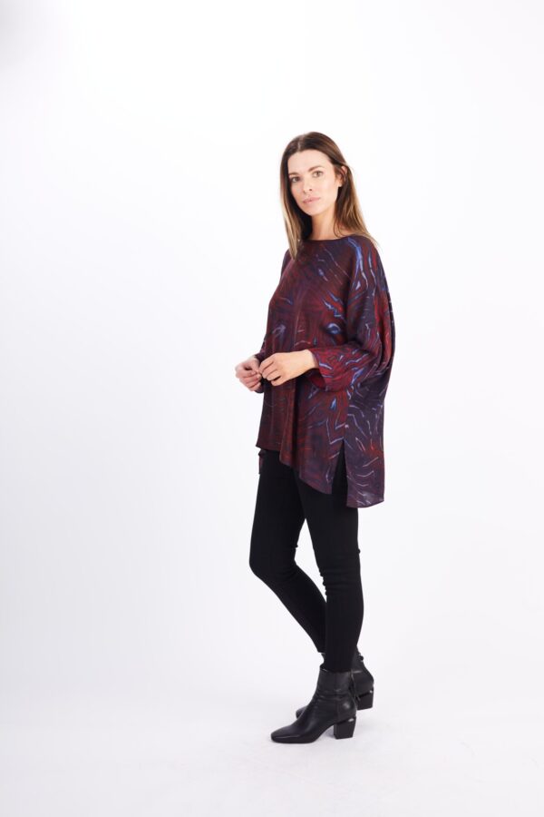 MARY TOP IN BURGUNDY WITH SCARF - Image 2