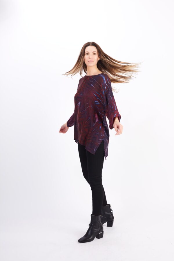 MARY TOP IN BURGUNDY WITH SCARF - Image 3