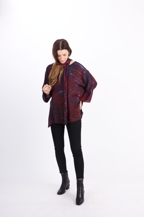 MARY TOP IN BURGUNDY WITH SCARF - Image 5