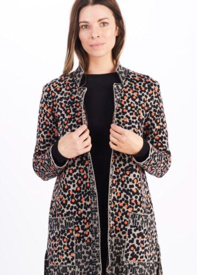 A Woman in a Leopard Print Coat