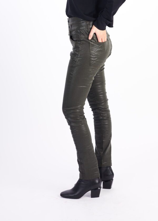 ZVOOV OLIVE COATED JEANS - Image 4