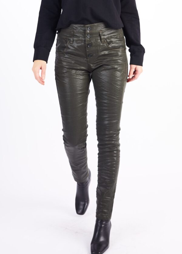 ZVOOV OLIVE COATED JEANS - Image 6