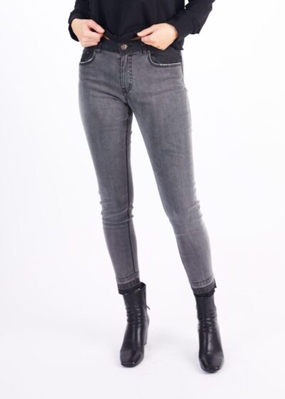 A Grey Color High Waist Pants With Boots