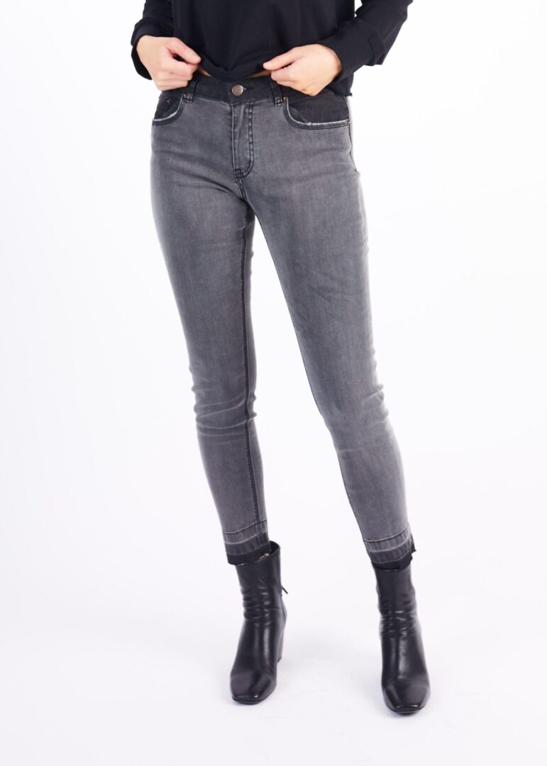 A Grey Color High Waist Pants With Boots