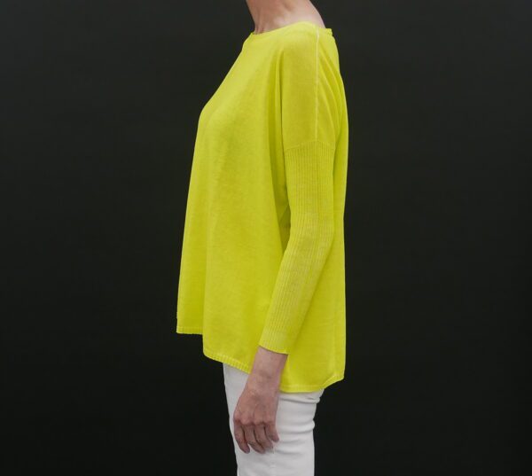 A yellow color top with a black background by side