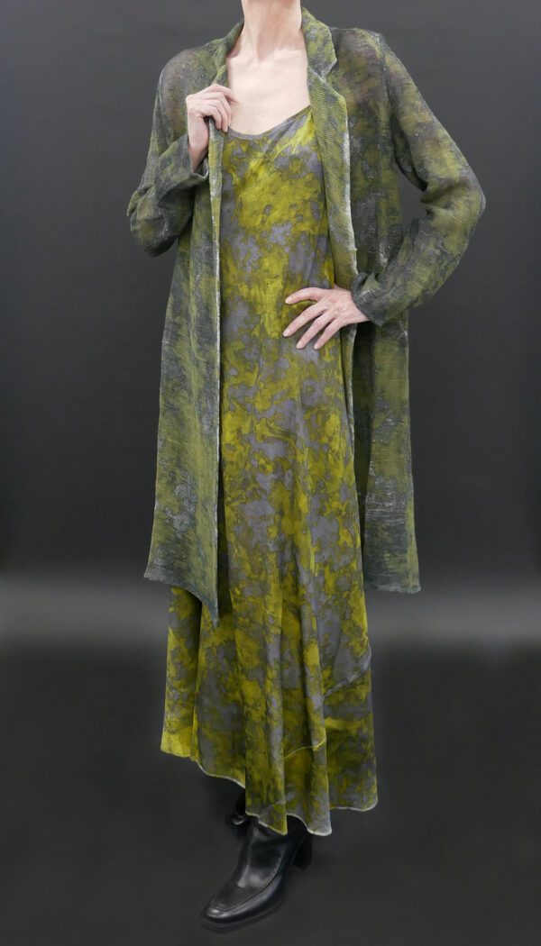 AVANT TOI SILK SLIP DRESS IN CAMOUFLAGE NERO N/CURCUMA - Image 5