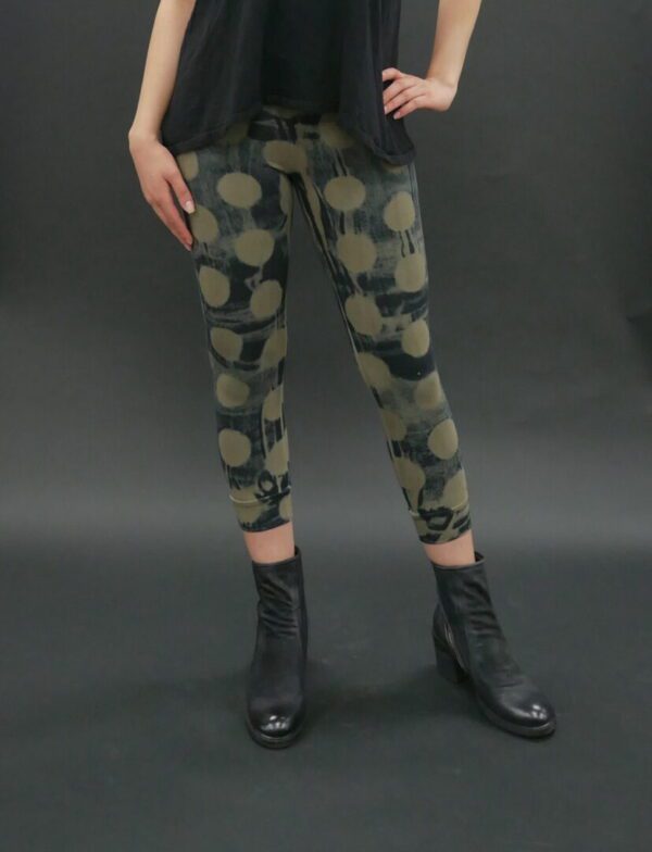 CROPPED LEGGINGS BUNGEE BLACK POLKA DOTS - Image 2