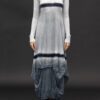 GILDA MIDANI LONG BALLOON DRESS STRIPES BLACK + PEWTER + WHITE