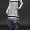 GILDA MIDANI LONG BALLOON DRESS STRIPES BLACK + PEWTER + WHITE - Image 2