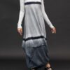GILDA MIDANI LONG BALLOON DRESS STRIPES BLACK + PEWTER + WHITE - Image 3