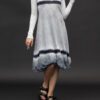 GILDA MIDANI LONG BALLOON DRESS STRIPES BLACK + PEWTER + WHITE - Image 5