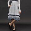 GILDA MIDANI LONG BALLOON DRESS STRIPES BLACK + PEWTER + WHITE - Image 6