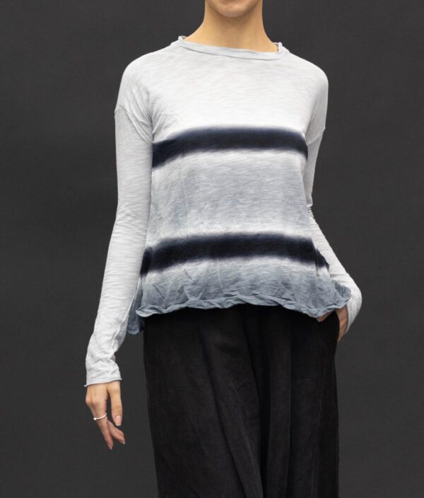 GILDA MIDANI ROUND NECK TRAP TEE IN STRIPES BLACK PEWTER WHITE - Image 4