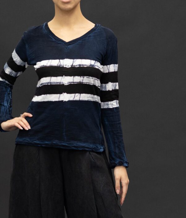 GILDA MIDANI NEW JAPA TOP STRIPES BLACK DRESS BLUE - Image 2