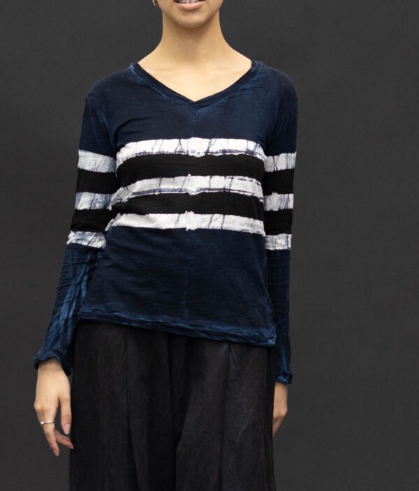 GILDA MIDANI NEW JAPA TOP STRIPES BLACK DRESS BLUE - Image 3