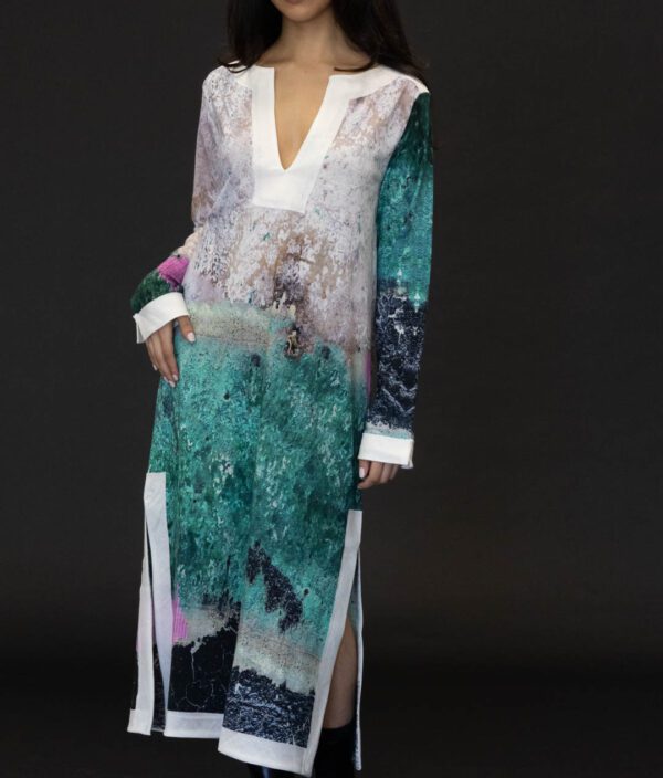 PRINTED ARTWORKS KAFTAN IN AQUA - Image 6