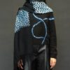 SUZUSAN WOOL AND CASHMERE BLACK IVORY HAND FRINGED SHAWL