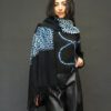 SUZUSAN WOOL AND CASHMERE BLACK IVORY HAND FRINGED SHAWL - Image 5