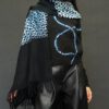 SUZUSAN WOOL AND CASHMERE BLACK IVORY HAND FRINGED SHAWL - Image 6