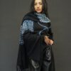 SUZUSAN WOOL AND CASHMERE BLACK IVORY HAND FRINGED SHAWL - Image 2