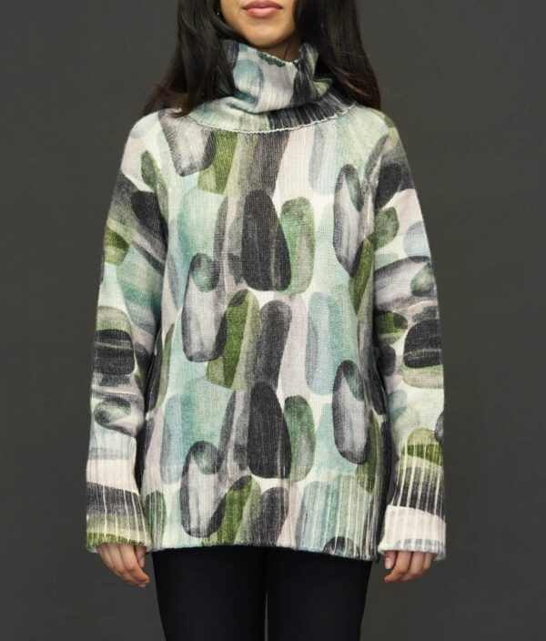 PRINTED ARTWORKS 6 PLY CASHMERE PULLOVER IN ALEX GREEN