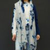 SUZUSAN CASHMERE FRINGED KNIT SHAWL DARK BLUE-LIGHT