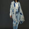 SUZUSAN CASHMERE FRINGED KNIT SHAWL DARK BLUE-LIGHT - Image 3
