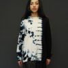 SUZUSAN CASHMERE SEAMLESS WIDE PULLOVER MADARA SHIBORI IN BLACK/NATURAL WHITE - Image 3