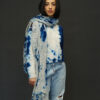 SUZUSAN CASHMERE FRINGED KNIT SHAWL DARK BLUE-LIGHT - Image 6