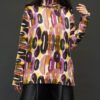 PRINTED ARTWORKS 6 PLY CASHMERE PULLOVER IN ALEX PURPLE - Image 4