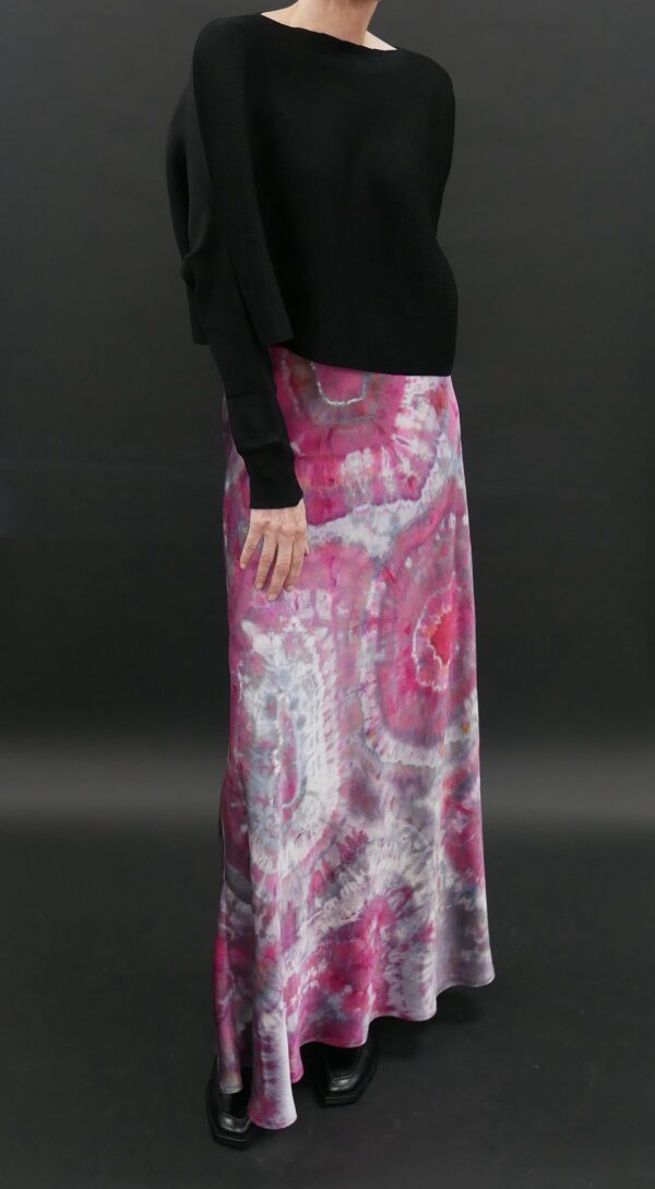 ANNIE TURBIN LONG BIAS SILK SKIRT IN RASPBERRY GEODE - Image 2