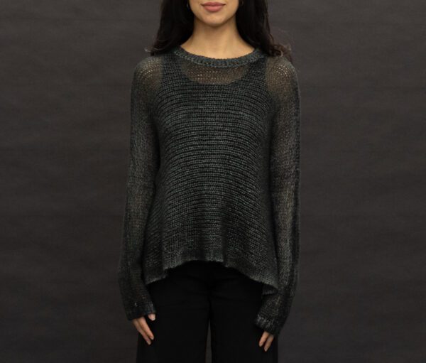 AVANT TOI BRUSHED EFFECT ROUND NECK PULLOVER IN NERO VERDERAME