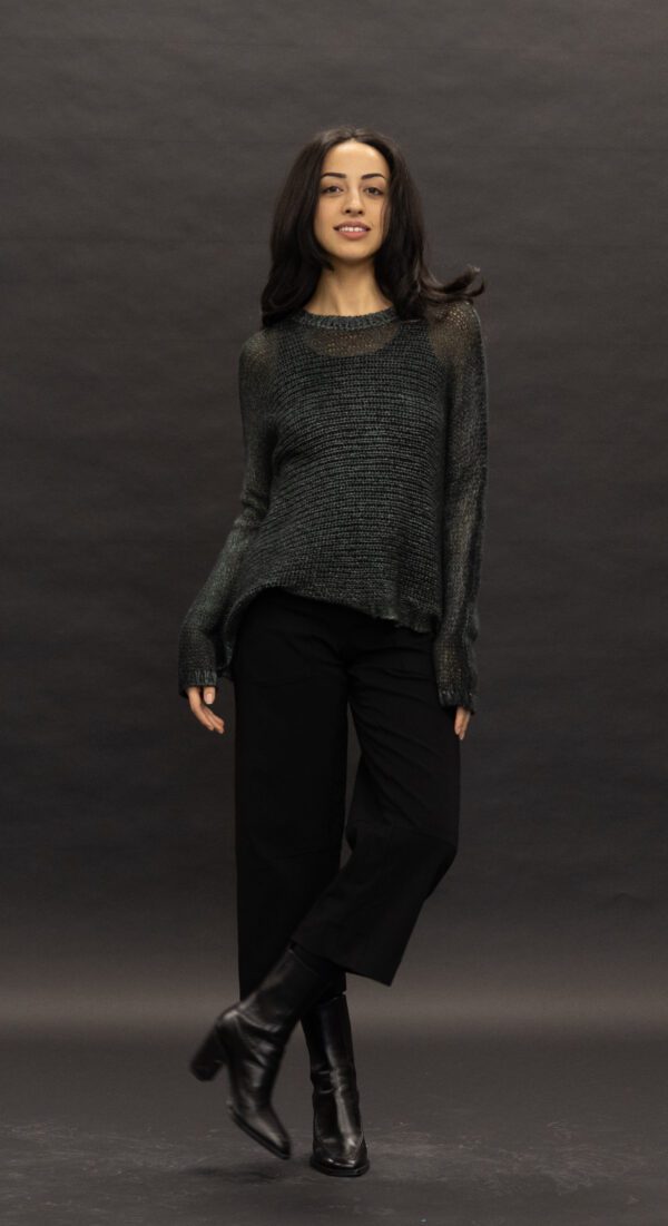 AVANT TOI BRUSHED EFFECT ROUND NECK PULLOVER IN NERO VERDERAME - Image 2